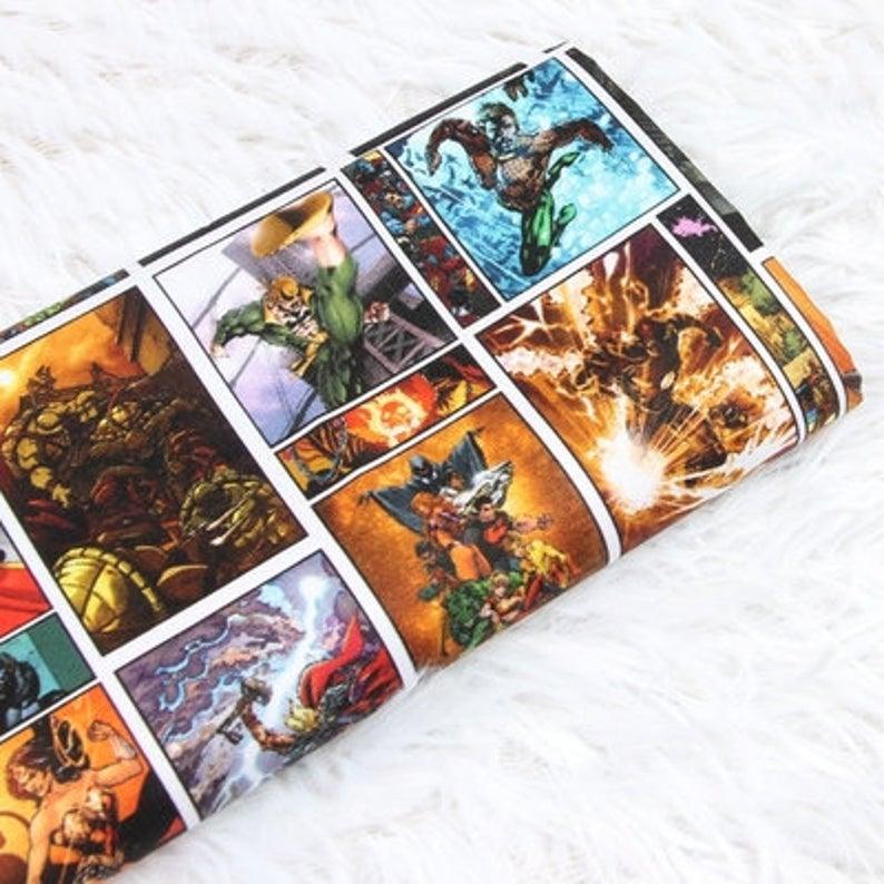 Marvel Superheros Checks! 1 Meter Printed Cotton Fabric, Fabric by Yard, Yardage Fabrics, Children  Kids - fabrics-top