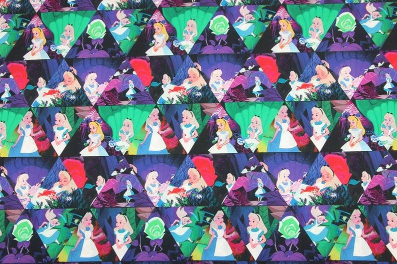 Alice in Wonderland blue! 1 Meter Printed Plain Cotton Fabric, Fabric by Yard, Yardage Cotton Bag Fabrics - fabrics-top