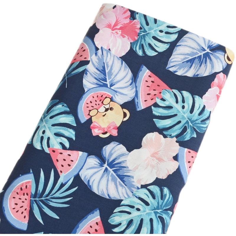 Hawaii Floral and Teddy Bear! 1 Meter Medium Weight Plain Cotton Fabric, Fabric by Yard, Yardage Cotton Fabrics for  Style Garments, Bags - fabrics-top