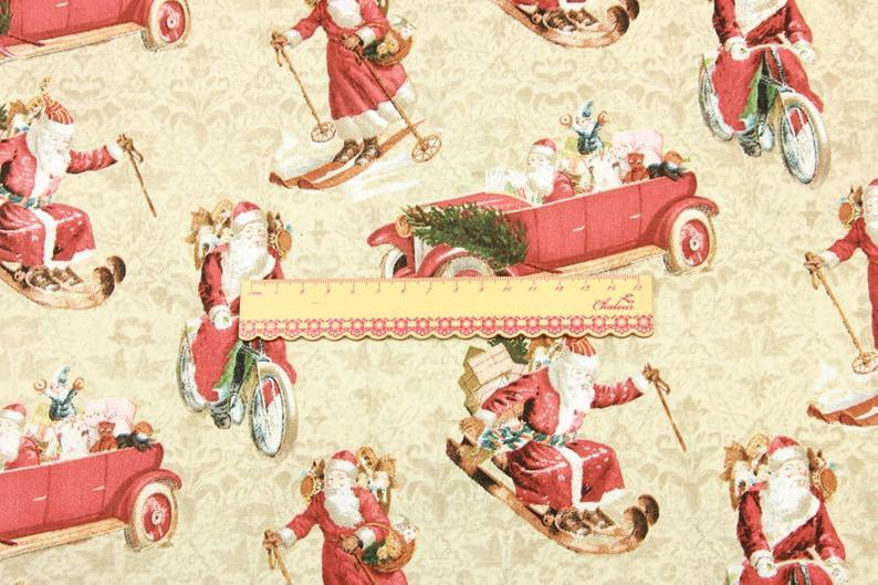 Fit Santa On the Road! 1 Meter Medium Thickness Fine Cotton Fabric, Fabric by Yard, Yardage Cotton Fabrics for  Style Garments, Bags - fabrics-top