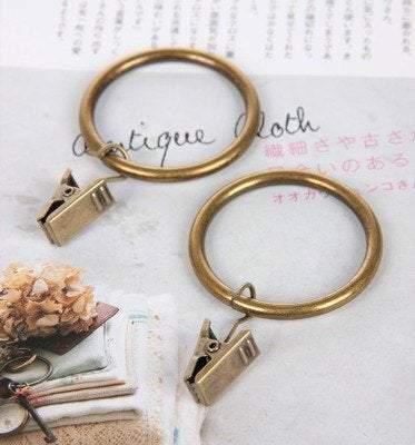 10 Sets of Curtain Rings Clips, Anti-brass and silver availabel, Diameter 3.8cm and 3.2cm.