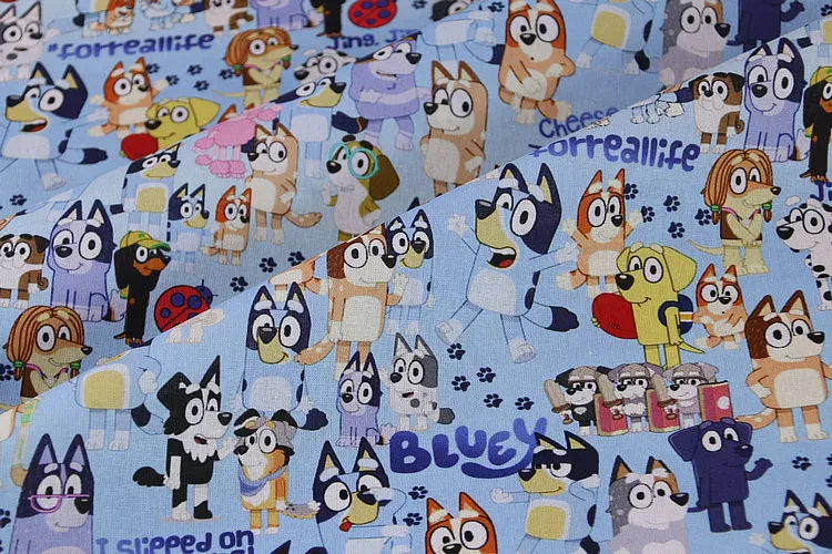 Bluey and Bingo the puppies 5 Colors! 1 Yard Quality Medium Thickness Plain  Cotton Fabric, Fabric by Yard, Cotton Australian Animated