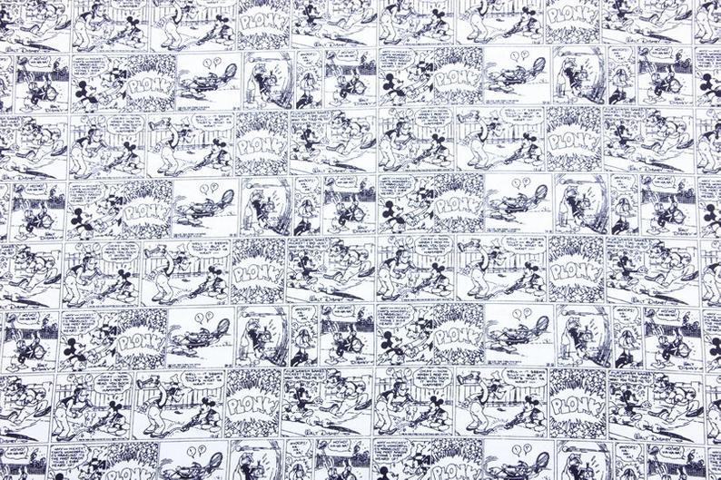 Mickey and Minnie Comics blue! 1 Meter Medium Thickness Seersucker Cotton Fabric, Fabric by Yard, Yardage Fabrics for Shirts, Summer Fabrics - fabrics-top