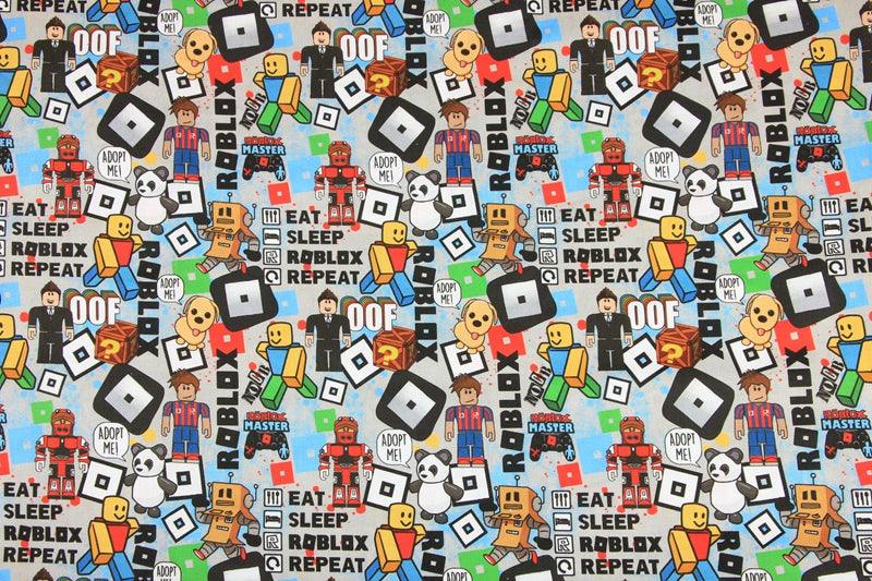 Roblox game Series 1 ! 1 Meter Medium Printed Cotton Fabric, Fabric by Yard, Yardage Cotton Fabrics online Game OVER - fabrics-top