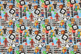 Roblox game Series 1 ! 1 Meter Medium Printed Cotton Fabric, Fabric by Yard, Yardage Cotton Fabrics online Game OVER - fabrics-top