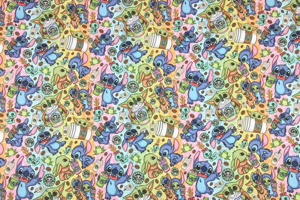 Stitch and Yoda! 1 Yard Printed Cotton Fabric, Fabric by Yard, Yardage Fabrics, Children  Kids 2103 - fabrics-top