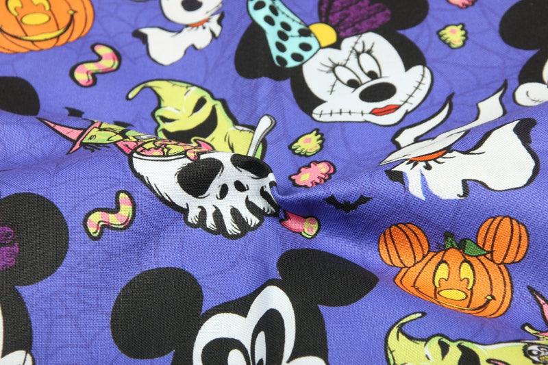 Mickey's Halloween purple! 1 Meter Printed Cotton Fabric, Fabric by Yard, Yardage Fabrics, Children  Kids, Mickey Minnie - fabrics-top