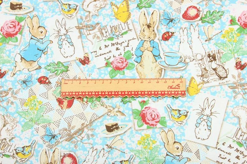 Peter Rabbit Series Drawing 5 Colors! 1 Meter Top Quality Printed Plain Cotton Fabric, Fabric by Yard,  Cotton Fabrics for  Style Clothing - fabrics-top