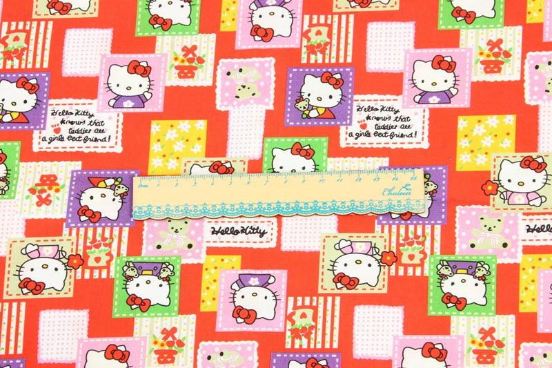 Hello Kitty Quality Prints Collection! 1 Meter Printed Cotton Fabric, Fabric by Yard, Yardage Bag Fabrics, Children Fabrics, Kids, Japanese - fabrics-top