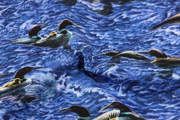 Real Wild Ducks! 1 Meters of Printed Plain Cotton Fabrics, Fabric by Yard, Yardage, Green Peacock, Bird, Textile - fabrics-top