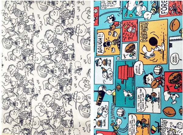 Snoopy Charlie Brown and Friends Comics 2 Colors! 1 Yard Stiff Polyester Toile Fabric by Yard, Yardage Polyester Canvas Fabrics for Bags