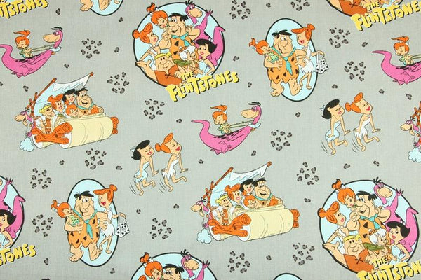 The Flintstones gray! 1 Meter Plain cotton fabric, Nordic wind printing fabric, clothing fabric, pure cotton, cartoon animation - fabrics-top