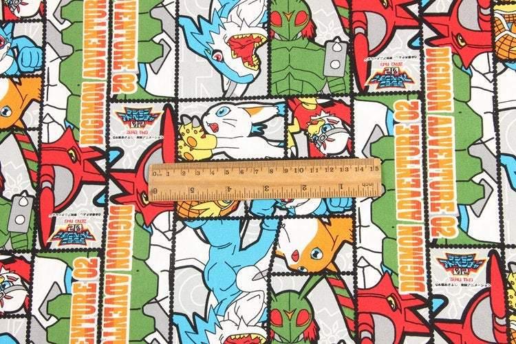 Digimon Adventure 02! デジモンアドベンチャー Japanese Cartoons ! 1 Meter Light Weight Cotton Yardage Cotton Fabrics for Style Clothes, Bags - fabrics-top