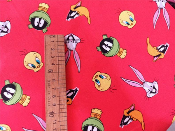 Tweety Bird and Looney Tunes Characters red! 1 Meter Medium Thickness Cotton Fabric, Fabric by Yard, Yardage Cotton or Style Clothes, Bags - fabrics-top