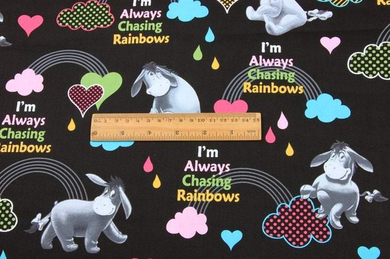 Chasing Rainbow Eeyore! 1 Meter Medium Thickness Cotton Fabric, Fabric by Yard, Yardage Cotton Fabrics for Style Clothes, Bags - fabrics-top