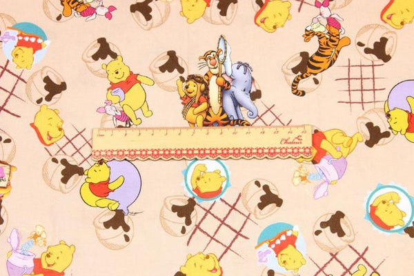 Winnie and Friends pink! 1 Meter Printed Cotton Fabric, Fabric by Yard, Yardage Fabrics, Children  Kids - fabrics-top