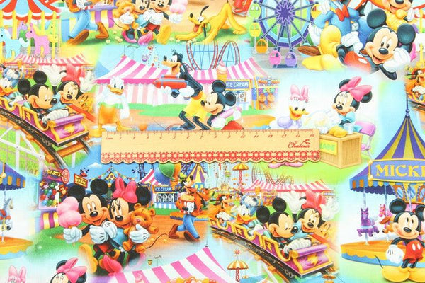 Mickey at Park 3D! 1 Meter Quality Plain cotton fabric,  Animation Character Printed fabric, clothing fabric,  cartoon animation 2103 - fabrics-top