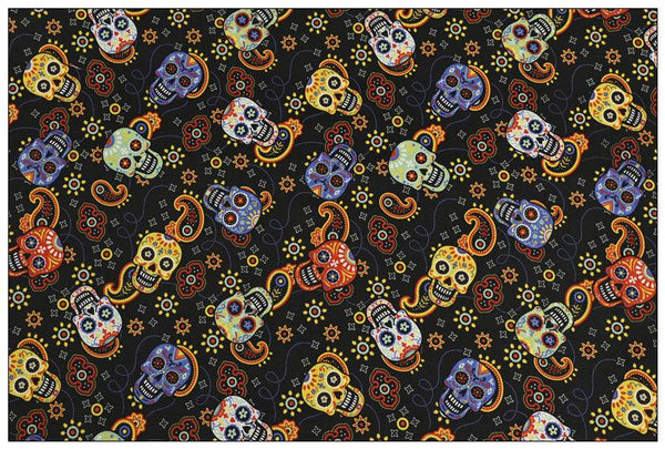Skulls and Paisley! 1 yard Medium Thickness  Cotton Fabric, Fabric by Yard, Yardage Cotton Fabrics for  Style Garments, Bags - fabrics-top