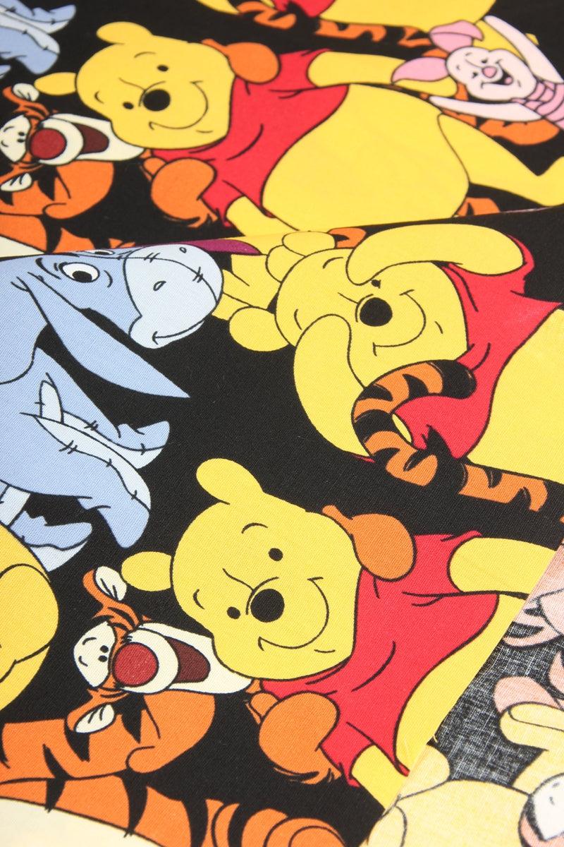 Winnie and Friends black! 1 Meter Printed Cotton Fabric, Fabric by Yard, Yardage Fabrics, Children  Kids - fabrics-top