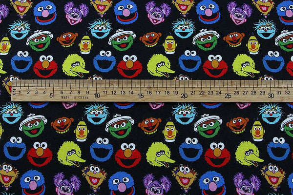 Sesame Street Characters black! 1 Meter Medium Thickness Blends Fabric, Fabric by Yard, Yardage Fabrics for  Style Garments, Bags - fabrics-top