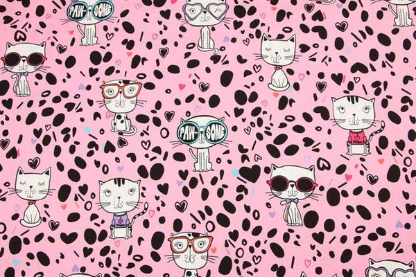 Pawsome Cat pink! 1 Meter Medium Thickness Plain Cotton Fabric, Fabric by Yard, Yardage Cotton Fabrics for  Style Garments, Bags