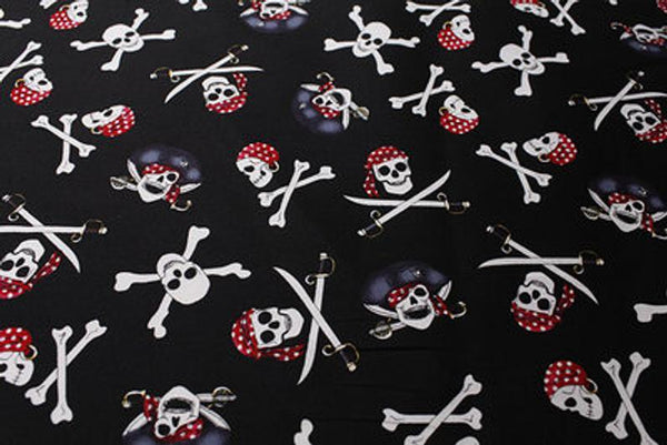 Skull Pirates Black and Navy! 1 Meter Medium Thickness  Cotton Fabric, Fabric by Yard, Yardage Cotton Fabrics for  Style Garments, Bags - fabrics-top