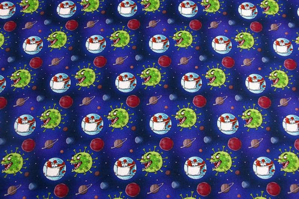 Virus Planet Covid-19 Theme ! 1 Meter Medium Weight Plain Cotton Fabric, Fabric by Yard, Yardage Cotton Fabrics Style Garments,  Medical - fabrics-top