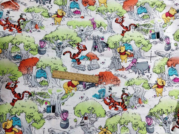 Winnie the Pooh and Friends! 1 Meter Medium Thickness  Cotton Fabric, Fabric by Yard, Yardage Cotton Fabrics for Garments, Bags Yellow