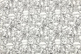 Pikachu Pocket Monster in Black and White! 1 Yard Medium Thickness Plain Cotton Fabric, Fabric by Yard, Yardage Cotton Fabrics for Japanese