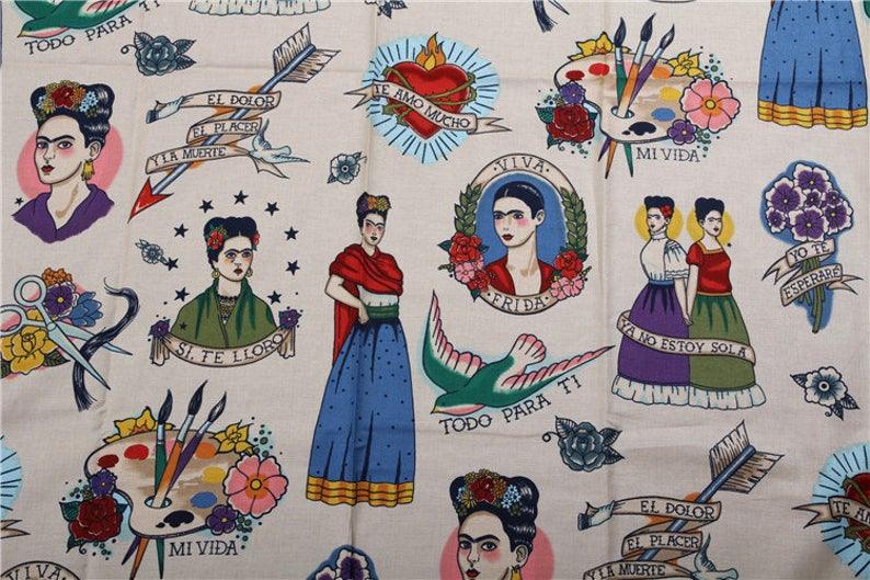 Frida Kahlo Collection! Quality Printed Cotton Fabrics by Yard, Fabric Yardage Frida Mexican Fabrics - fabrics-top