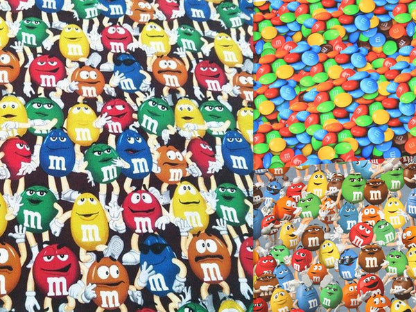 M&M's Chocolate Beans ! 1 Meter Medium Thickness Cotton Fabric, Fabric by Yard, Yardage Cotton Fabrics for Style Clothes, Bags