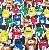 M&M's Chocolate Beans ! 1 Meter Medium Thickness Cotton Fabric, Fabric by Yard, Yardage Cotton Fabrics for Style Clothes, Bags - fabrics-top