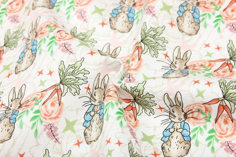 Peter Rabbit Series Drawing 5 Colors! 1 Meter Top Quality Printed Plain Cotton Fabric, Fabric by Yard,  Cotton Fabrics for  Style Clothing - fabrics-top