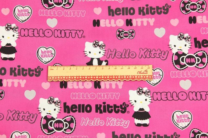 Hello Kitty rosy / Pink ! 1 yard Quality Printed Plain Cotton Fabric, Fabric by Yard, Yardage  Bag Fabrics, Children Fabrics, Kids, Japanese - fabrics-top