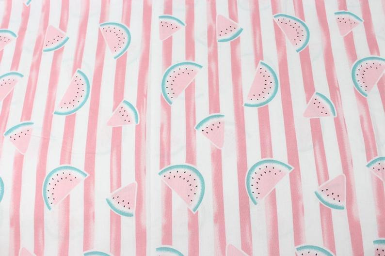 Water Melon and Pine Apples Fruit Stripes! 1 Meter Medium Thickness Plain Cotton Fabric, Fabric by Yard, Yardage Cotton Fabrics - fabrics-top