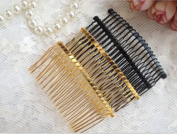 6pcs Hair Interposing Comb, Hair Pin Comb, Hair Dressing Comb, 20 teeth, Made of Steel, Golden and Black Available, 3.8*7.5cm