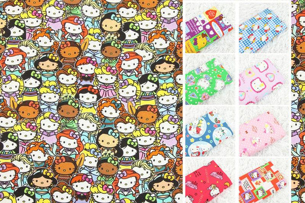 Hello Kitty Quality Prints Collection! 1 Meter Printed Cotton Fabric, Fabric by Yard, Yardage Bag Fabrics, Children Fabrics, Kids, Japanese