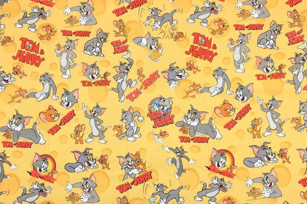 the Cat and the Mouse! 1 Meter Printed Cotton Fabric, Fabric by Yard, Yardage Fabrics, Children  Kids