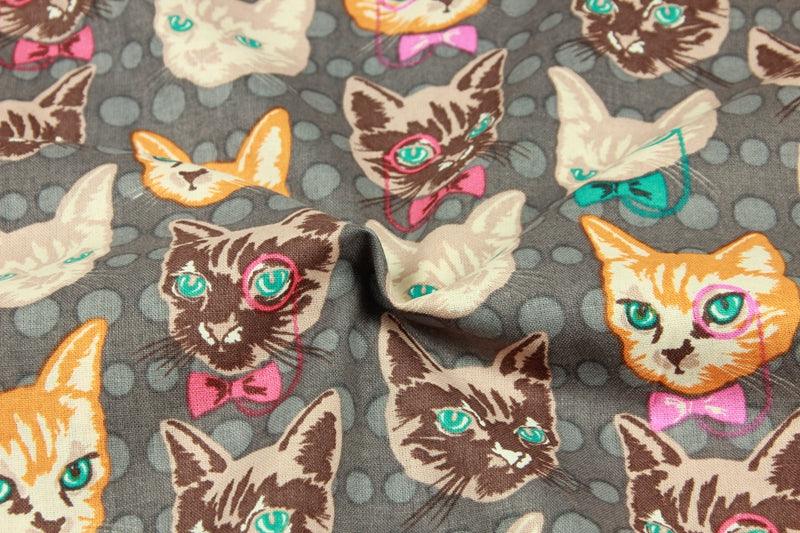 Cats gray dots! 1 Meter Medium Thickness Plain Cotton Fabric, Fabric by Yard, Yardage Cotton Fabrics for  Style Garments, Bags - fabrics-top