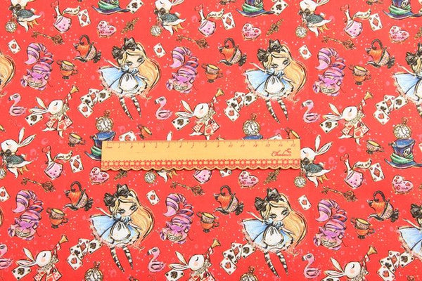 Alice in Wonderland 2 Colors! 1 Meter Printed Cotton Fabric, Fabric by Yard, Yardage Fabrics, Children  Kids - fabrics-top