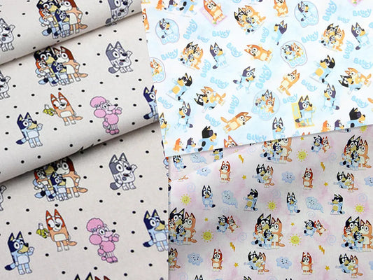 Bluey and Bingo the puppies 3 Colors! 1 Yard Quality Medium Thickness Plain Cotton Fabric, Fabric by Yard,  Cotton Australian Animated - fabrics-top