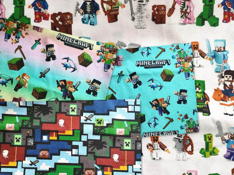 Minecraft the game Series ! 1 Meter Medium Printed Cotton Fabric, Fabric by Yard, Yardage Cotton Fabrics online Game