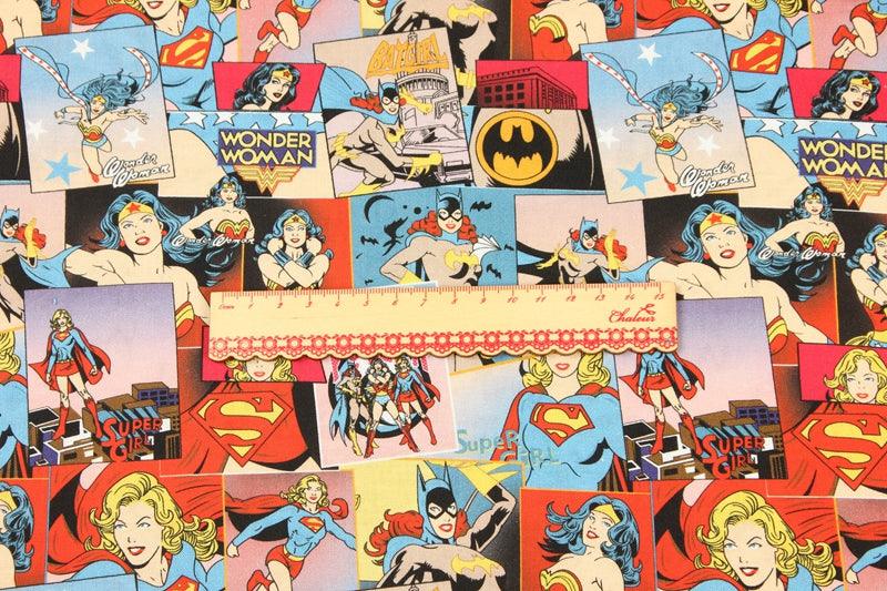 Superwoman and Superman Super Hero Collection ! 1 Meter Medium Thickness Plain Cotton Fabrics for Style Garments, Bag - fabrics-top