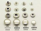 10 sets of 633/655/831/201 Snap Buttons, 1.0cm, 1.2cm,1.5cm, Anti-brass, Silver, Golden, For Leather Bags, Belt. - fabrics-top