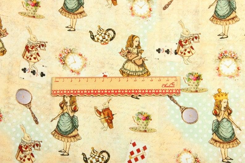 Alice's Adventures in Wonderland 5 Prints! 1 Meter Medium Top Quality Printed Cotton Fabric, by Yard, Yardage Cotton  Fabrics Alice Poker - fabrics-top