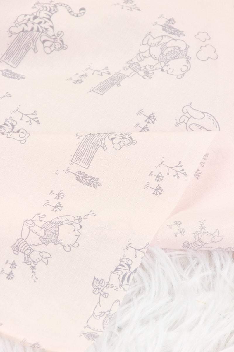 Winnie the Pooh and Friend Tigger light Pink! 1 Meter Summer Light Weight Cotton Fabric by Yard, Yardage Cotton Fabrics for Style Clothes - fabrics-top