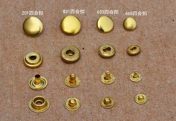 10 sets of Pure Brass 633/655/831/201 Snap Buttons, 1.0cm, 1.2cm,1.5cm, Pure Brass, For Leather Bags, Belt.