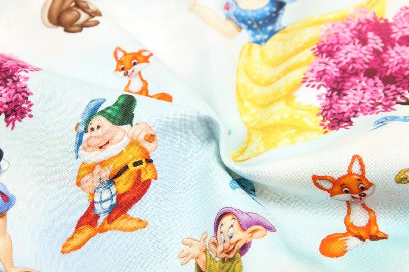 The Seven Dwarfs! 1 Meter Quality Printed Cotton Fabric, Fabric by Yard, Yardage Cotton Bag Fabrics Snow White - fabrics-top