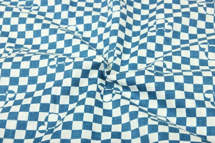 Mickey's Blue Checks! 1 Meter Light Weight Cotton Fabric, Fabric by Yard, Yardage Cotton Fabrics for  Style Garments, Bags - fabrics-top
