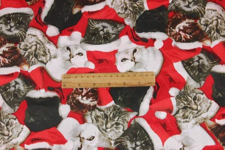 Cats Christmas Red! 1 Meter Medium Thickness Plain Cotton Fabric, Fabric by Yard, Yardage Cotton Fabrics for  Style Garments, Bags - fabrics-top